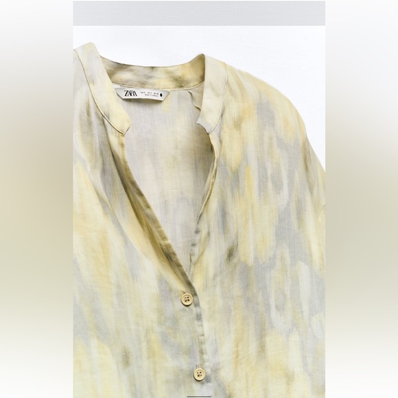 Zara NWT Printed Ramie Blouse - Picture 7 of 17